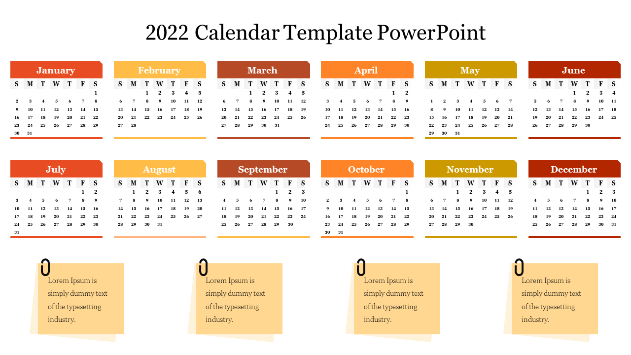 Free - Creative Free 2022 Calendar Template PowerPoint Slide 